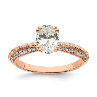 Holds 1 Carat 7.6X5.7mm Oval Center 1/4 Carat Diamond Semi-Mount Engagement Ring 14k Rose Gold RM78…