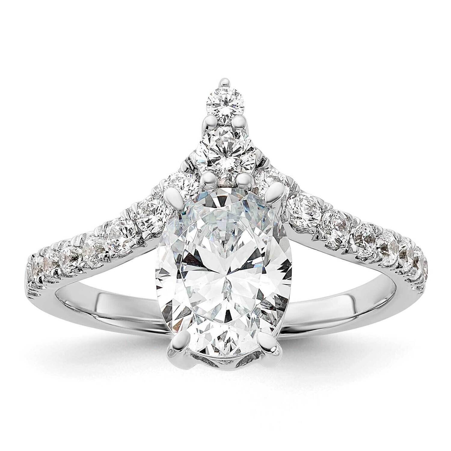 Asymmetric Holds 1.5 Carat 9.2X6.9mm Oval Center 5/8 Carat Diamond Semi-Mount Engagement Ring 14k W…