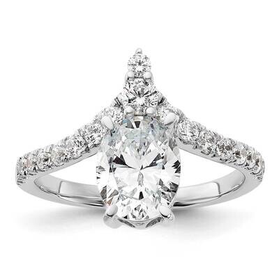 Asymmetric Holds 1.5 Carat 9.2X6.9mm Oval Center 5/8 Carat Diamond Semi-Mount Engagement Ring 14k W…