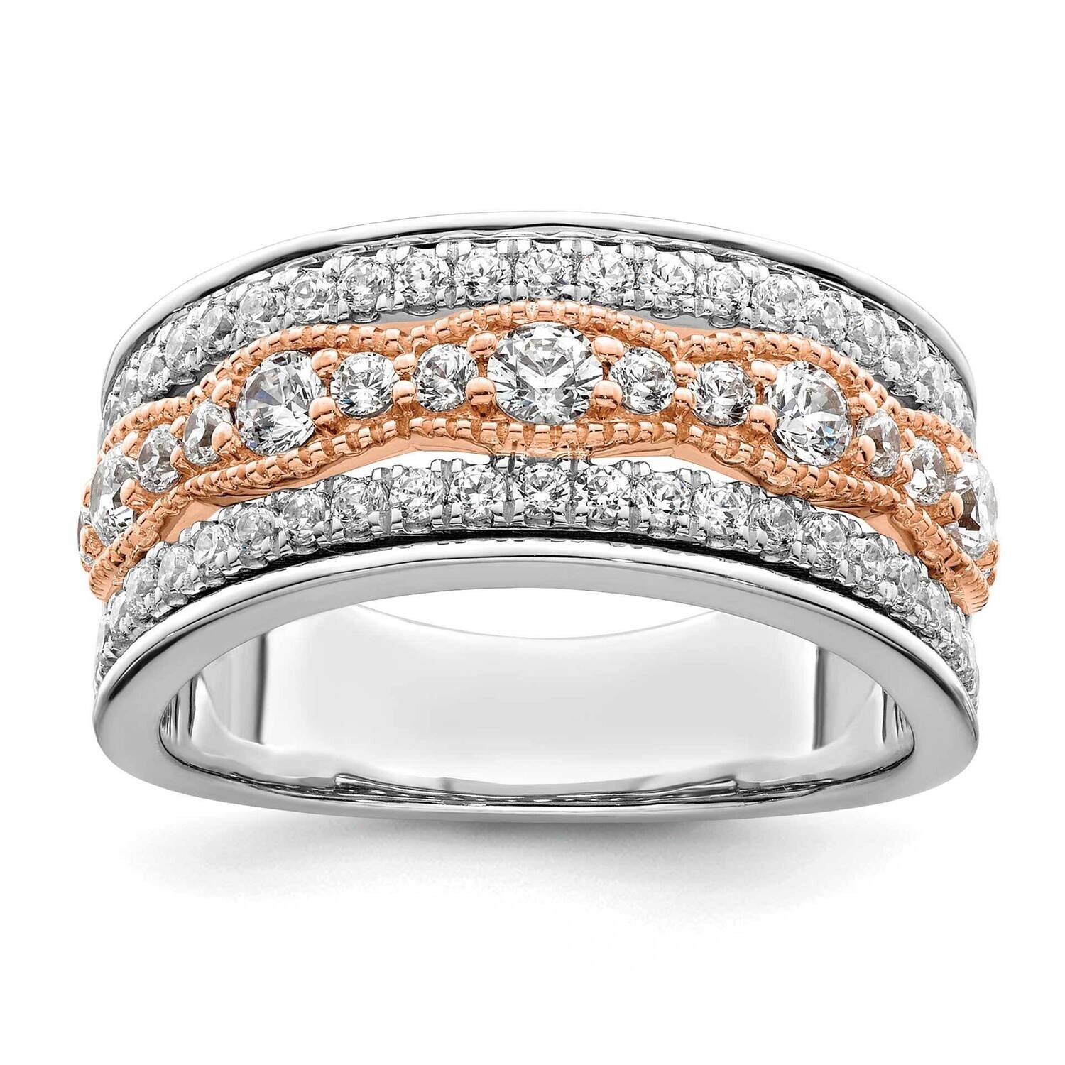 Rose Gold 1 Carat Complete Diamond Wedding Band 14k White Gold RM8660B-100-WRAA