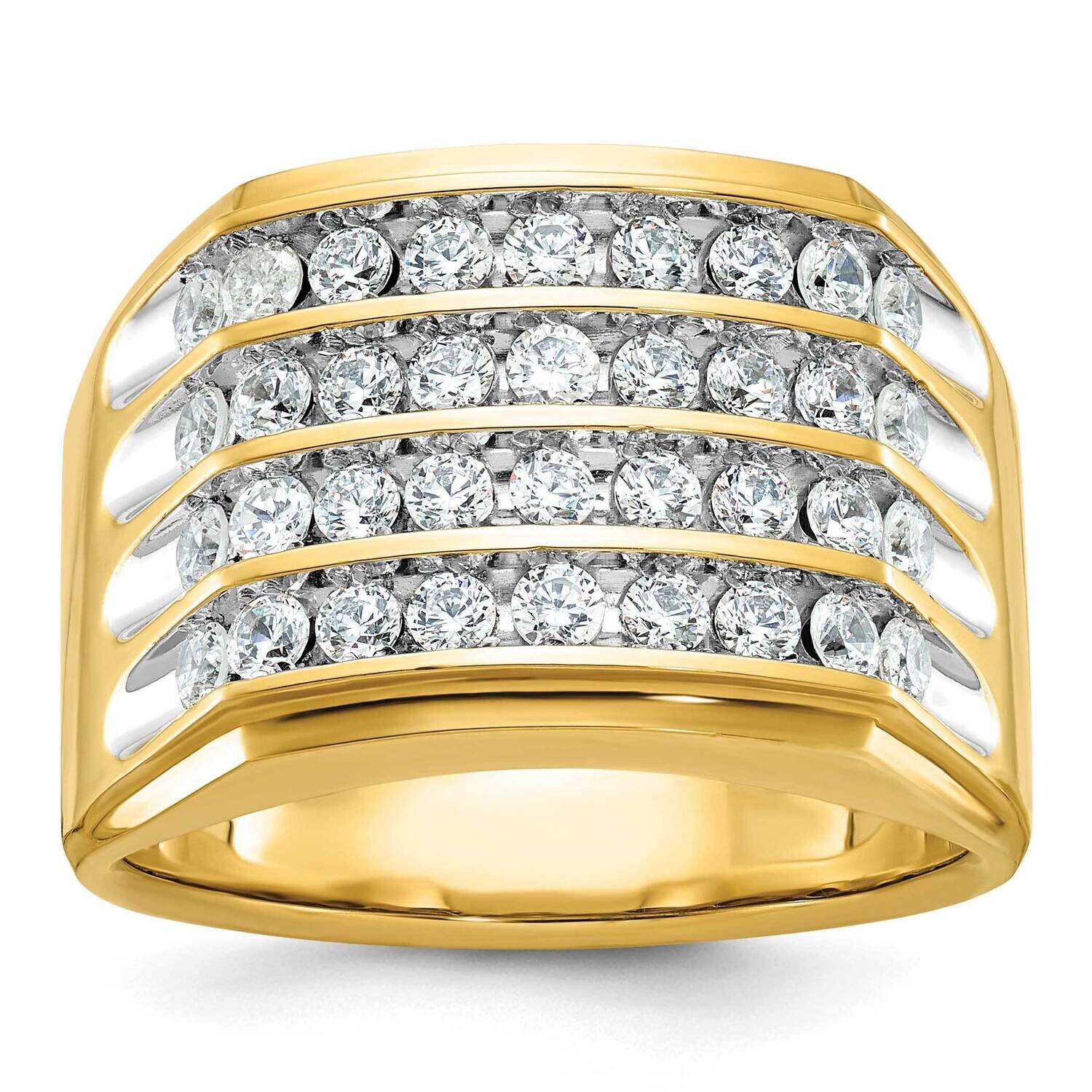 Ibgoodman Men&#39;s Polished Grooved 4-Row Ring Mounting 14k Gold B59287-4Y by IBGoodman, MPN: B59287-4…