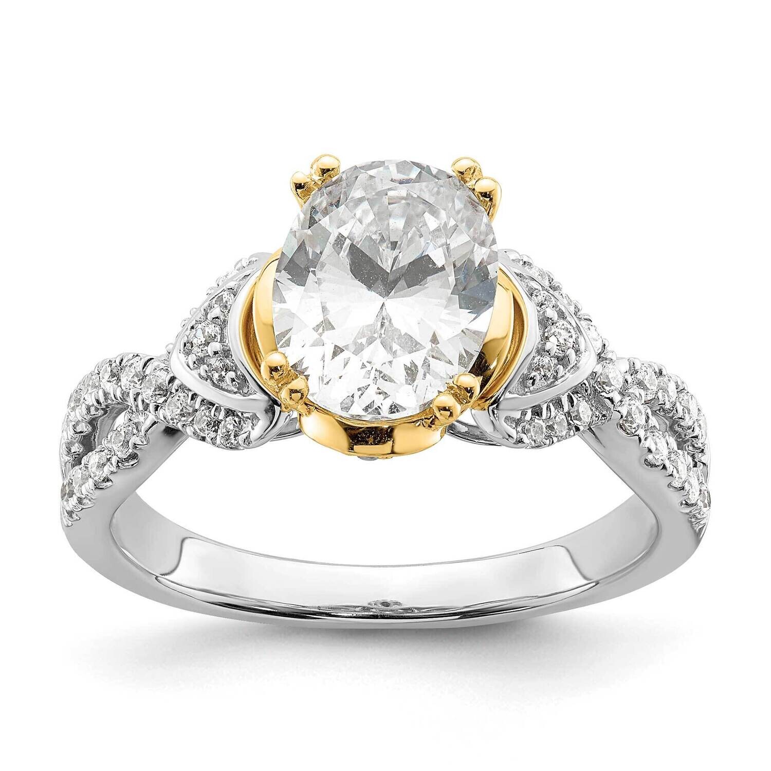 Criss-Cross Holds 1.5 Carat 9.2X6.9mm Oval Center 1/3 Carat Diamond Semi-Mount Engagement Ring 14k …