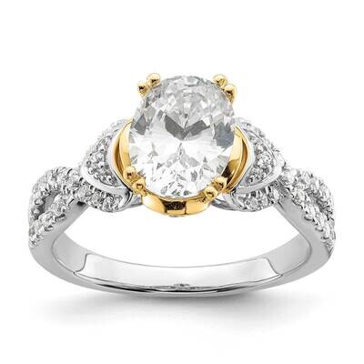 Criss-Cross Holds 1.5 Carat 9.2X6.9mm Oval Center 1/3 Carat Diamond Semi-Mount Engagement Ring 14k …