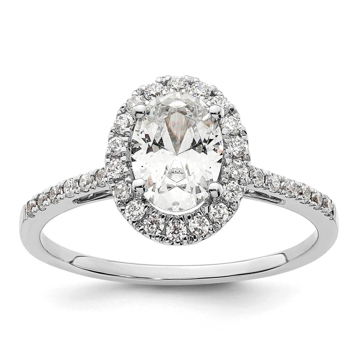 Halo Holds 1.25 Carat 7.5X5.5mm Oval Center 1/3 Carat Diamond Semi-Mount Engagement Ring 14k Two-Tone Gold RM2043E-125-YWAA