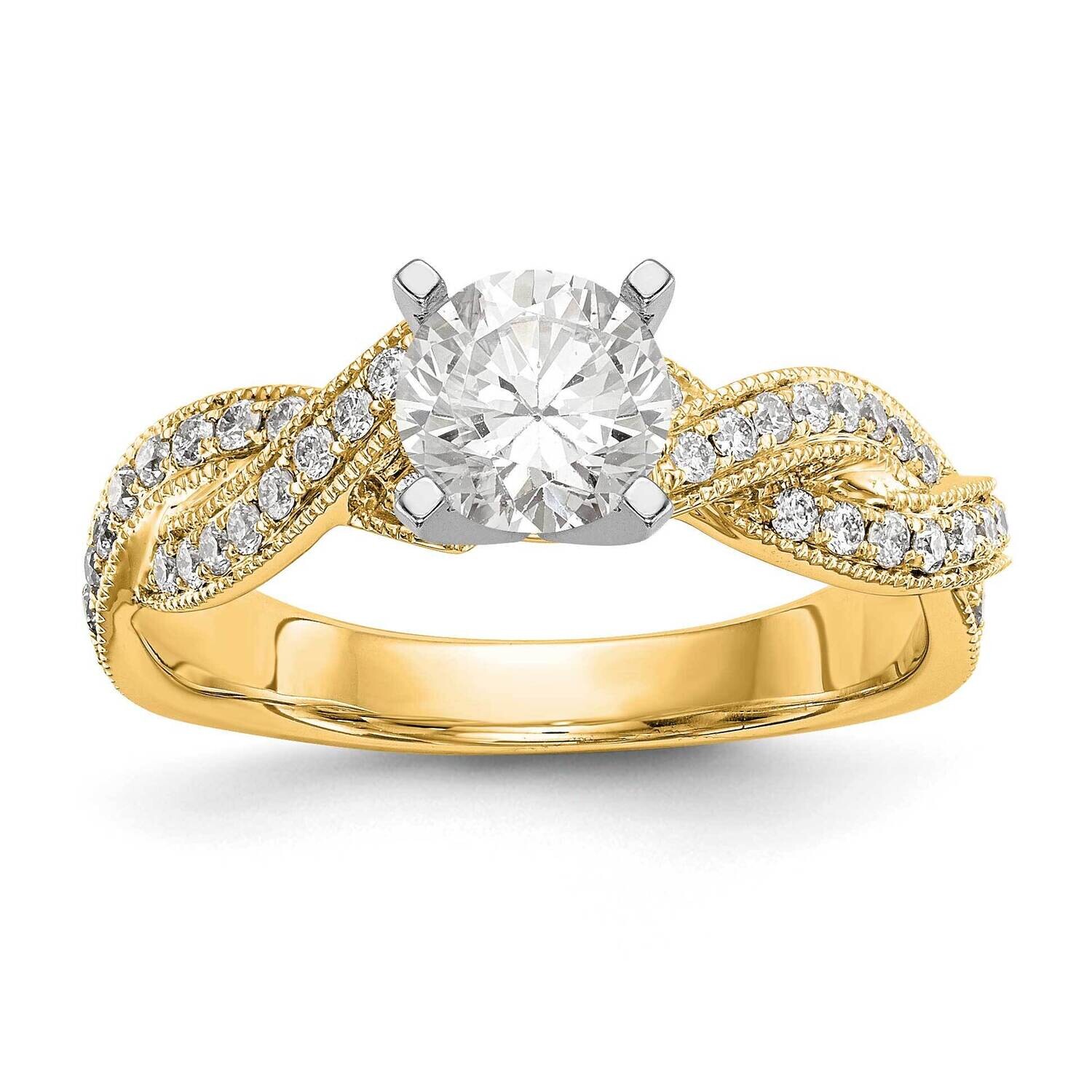 Peg Set Diamond Semi-Mount Criss-Cross Engagement Ring 14k Gold RM2572E-040-YAA, MPN: RM2572E-040-Y…