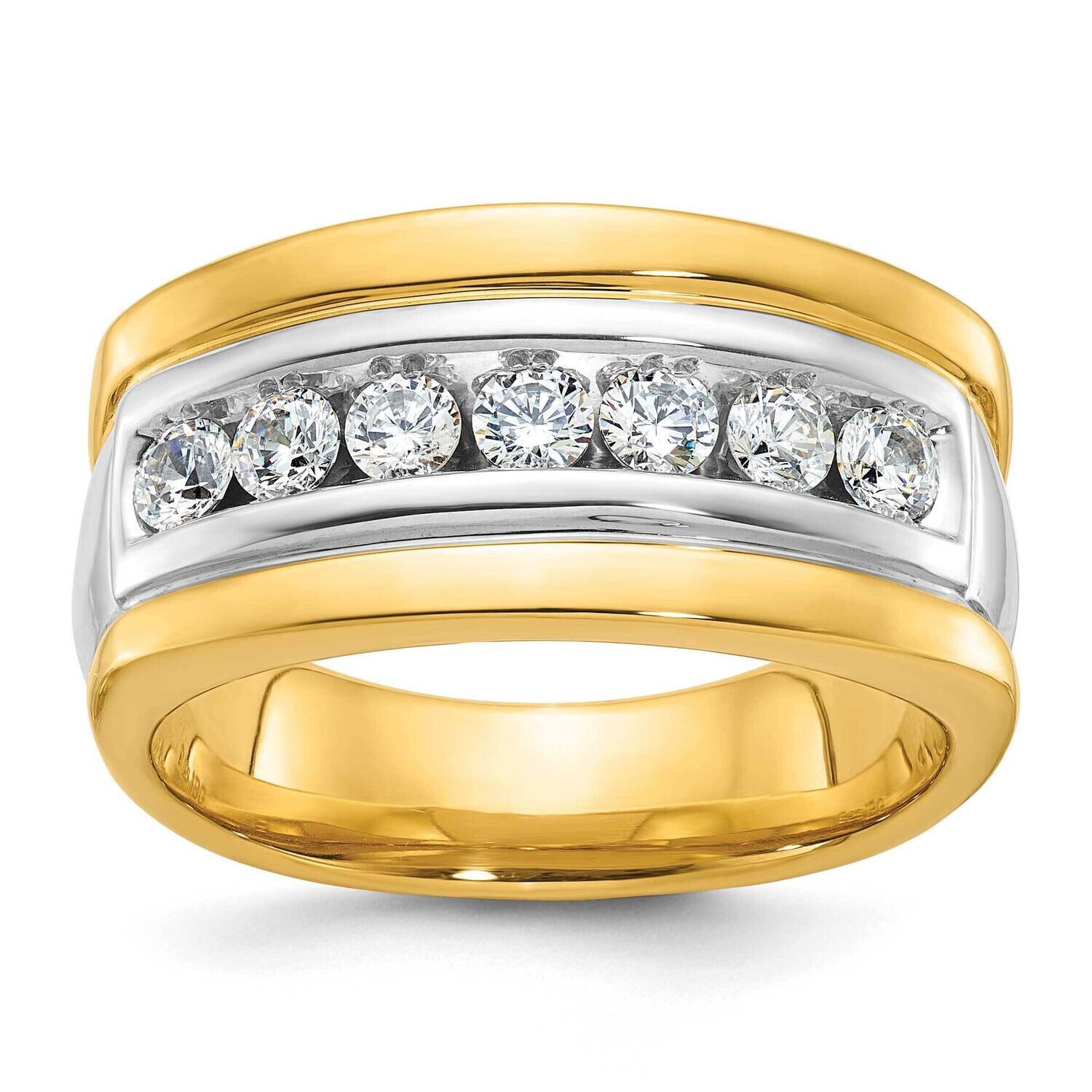 Ibgoodman Men&#39;s Polished Grooved 7-Stone Ring Mounting 14k Two-Tone Gold B58002-4YW by IBGoodman, M…