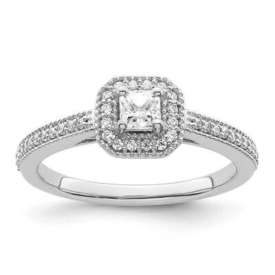 Halo Plus Holds 1/3 Carat 4.00mm Princess Center 1/5 Carat Diamond Semi-Mount Engagement Ring 14k W…