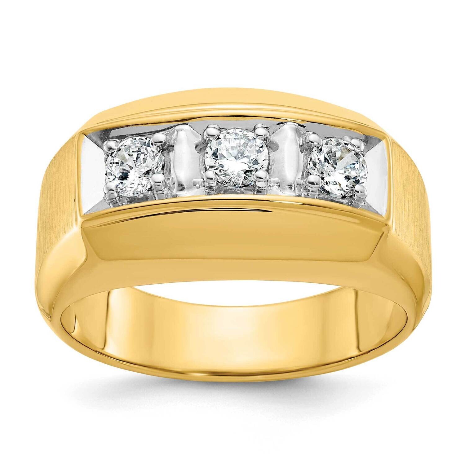 Ibgoodman Men&#39;s Polished &amp; Satin 3-Stone Ring Mounting 14k Two-Tone Gold B04131-4YW by IBGoodman, M…