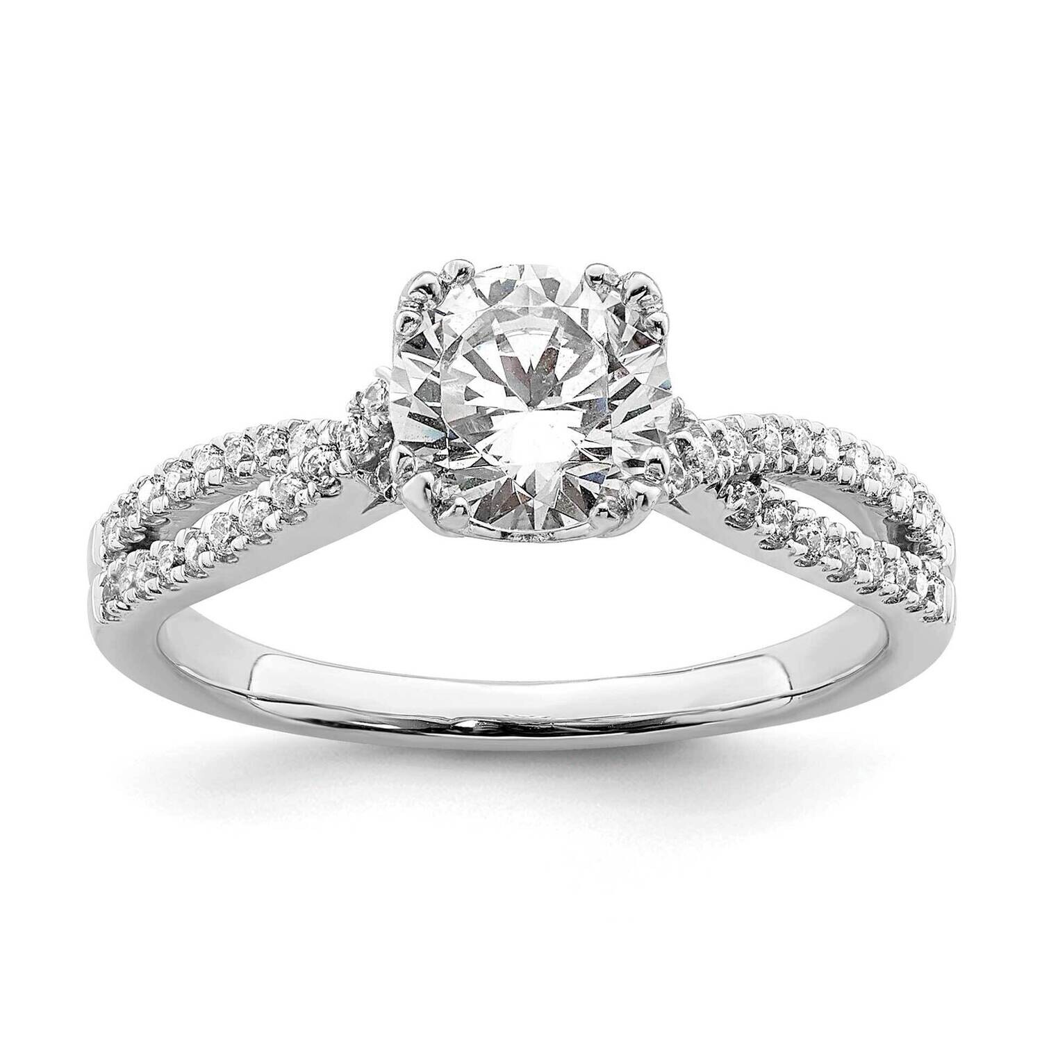 Criss-Cross Holds 1 Carat 6.5mm Round Center 1/5 Carat Diamond Semi-Mount Engagement Ring 14k White…