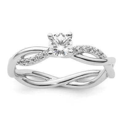 Criss-Cross Holds 1/3 Carat 4.5mm Round Center 1/8 Carat Diamond Semi-Mount Engagement Ring 14k Whi…