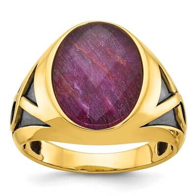 Black Rhodium Ibgoodman Men&#39;s Ruby Doublet Stone Complete Ring 14k Gold B52144-4YCR by IBGoodman, M…