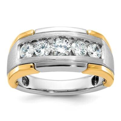 Ibgoodman Men&#39;s Polished Satin Grooved 5-Stone Ring Mounting 14k Two-Tone Gold B63983-4WY by IBGood…