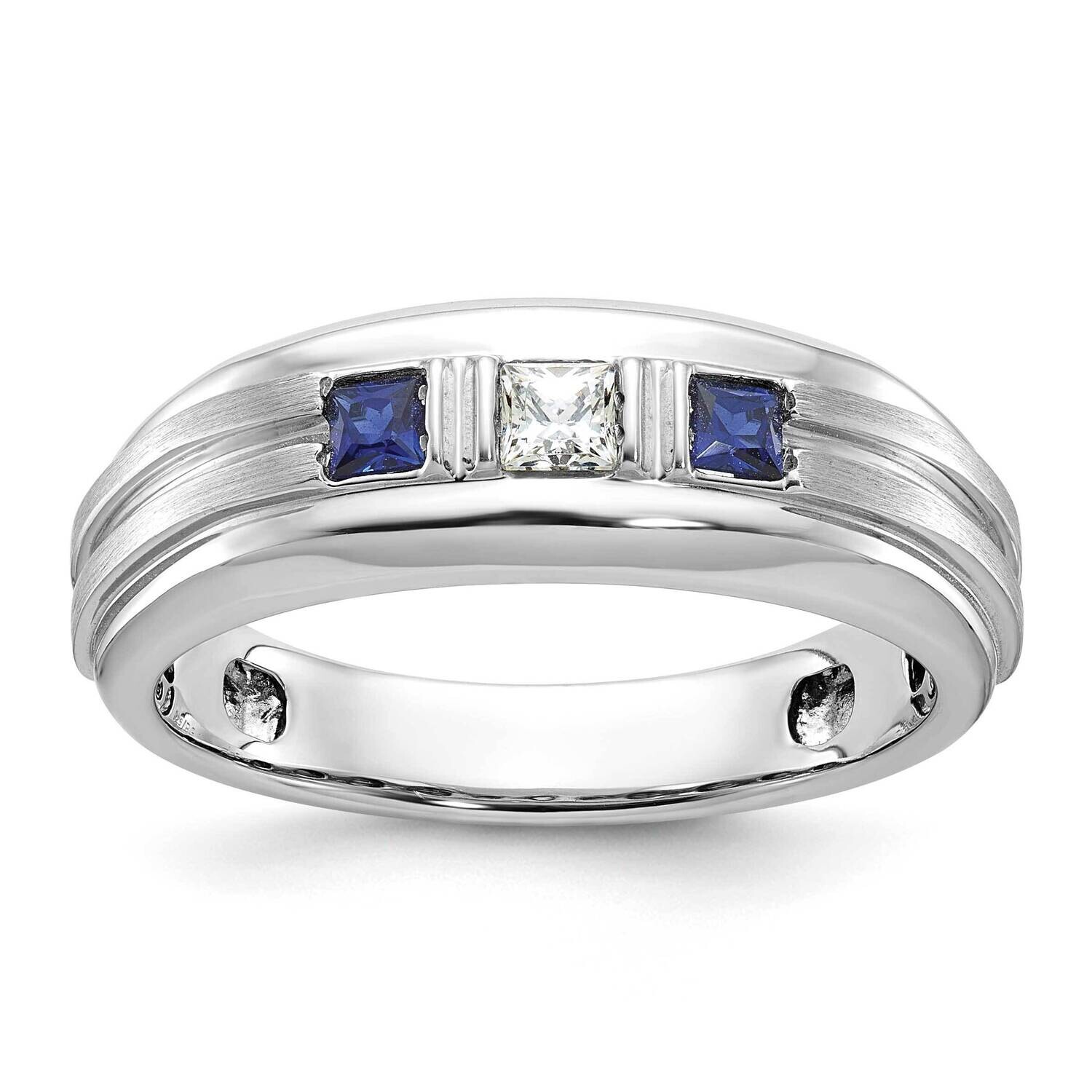 Ibgoodman Men&#39;s Satin Lab Created Sapphire Diamond Ring Mounting 14k White Gold B52049-4W by IBGood…
