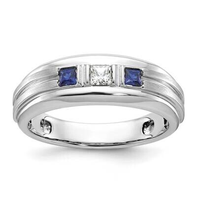 Ibgoodman Men&#39;s Satin Lab Created Sapphire Diamond Ring Mounting 14k White Gold B52049-4W by IBGood…