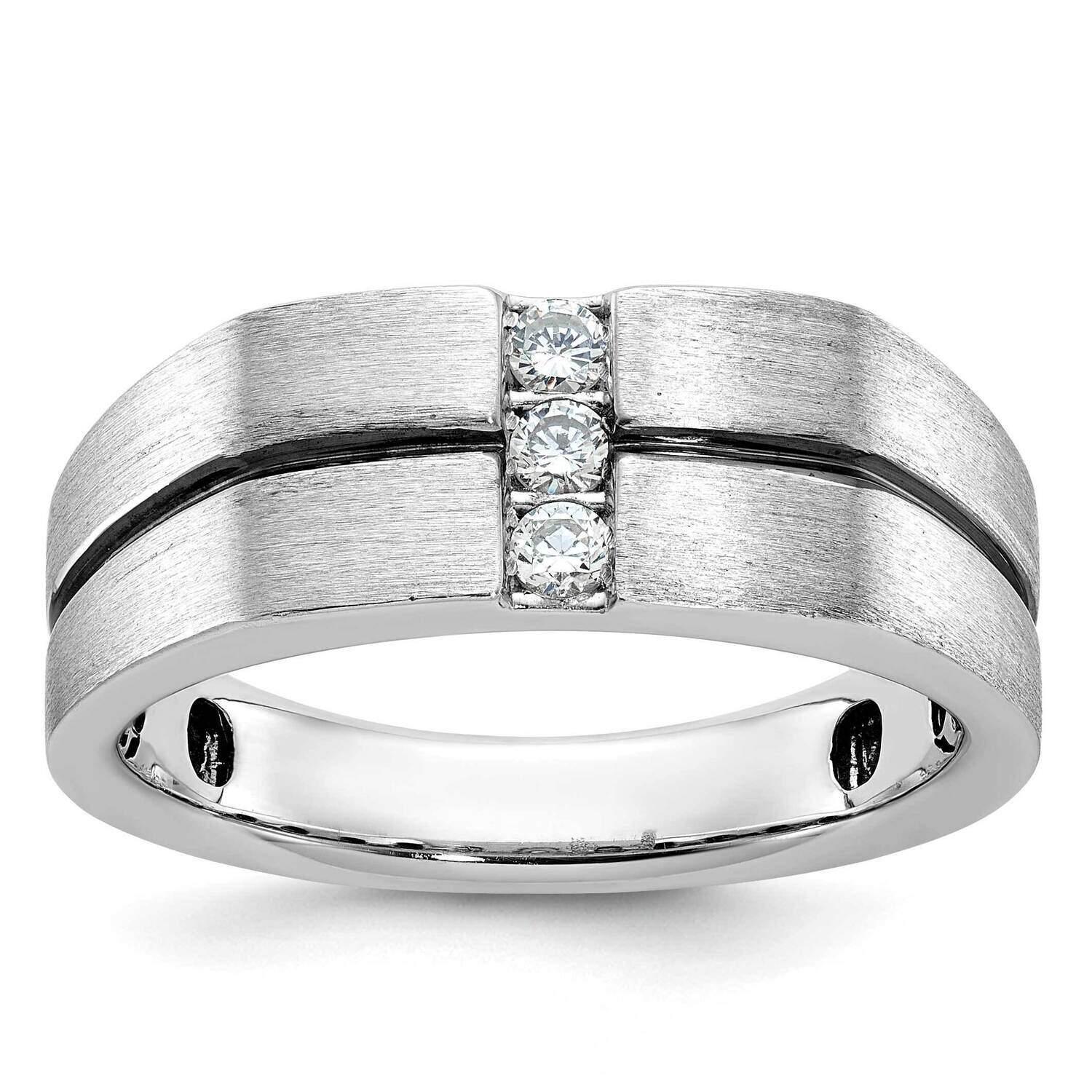 Ibgoodman Men&#39;s Satin Grooved 3-Stone Ring Mounting 14k White Gold B63794-4W by IBGoodman, MPN: B63…