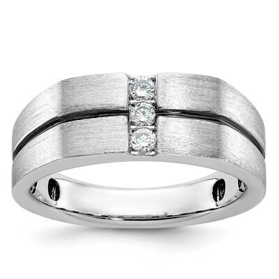 Ibgoodman Men&#39;s Satin Grooved 3-Stone Ring Mounting 14k White Gold B63794-4W by IBGoodman, MPN: B63…
