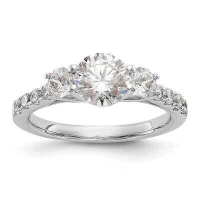 3-Stone Holds 1 Carat 6.5mm Round Center 2-3.8mm Round Sides Diamond Semi-Mount Engagement Ring 14k…