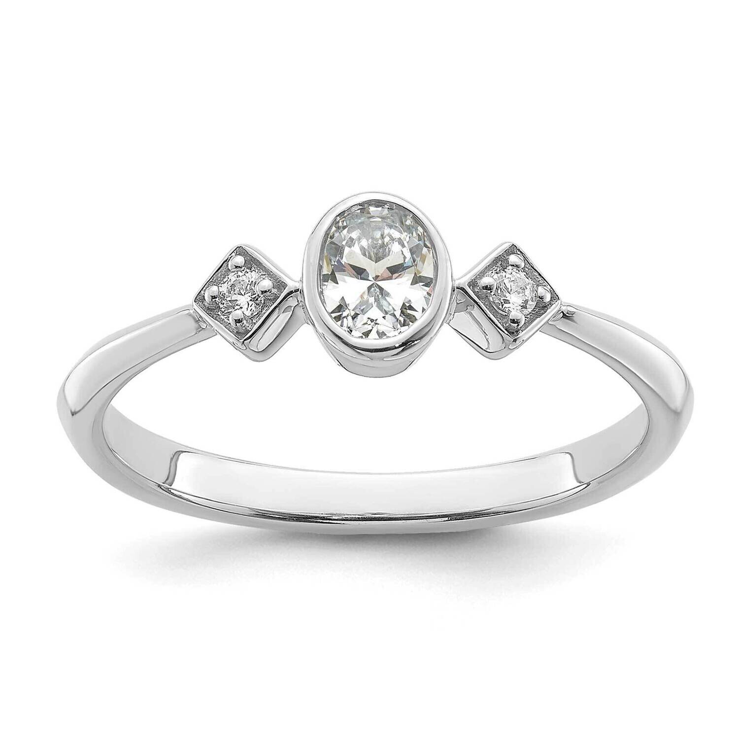 Petite 3-Stone 1/4 Carat Oval Diamond Complete Promise/Engagement Ring 14k White Gold RM7235E-024-W…