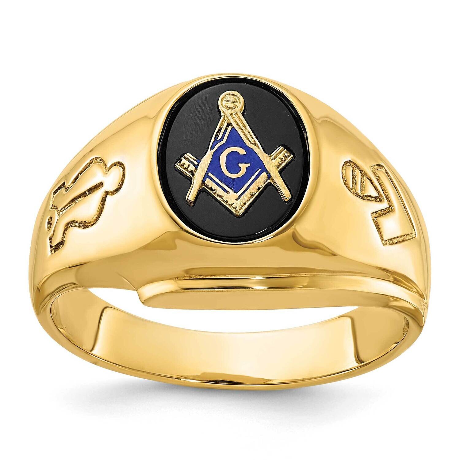 Ibgoodman Men's Polished Grooved Blue Lodge Master Masonic Ring Mounting 14k Gold B02732-4Y
