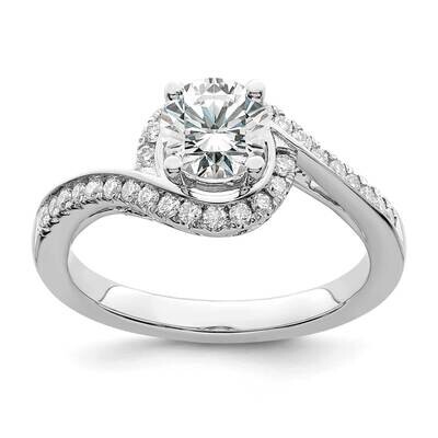 By-Pass Holds 3/4 Carat 5.8mm Round Center 1/3 Carat Diamond Semi-Mount Engagement Ring 14k White G…