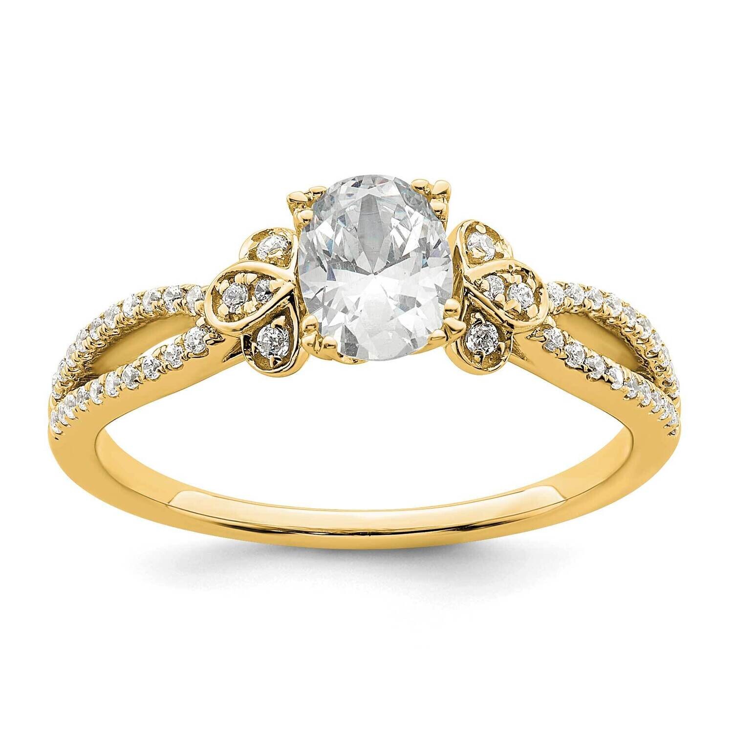 Split Shank Holds 1/2 Carat 6.4X4.9mm Oval Center 1/6 Carat Diamond Semi-Mount Engagement Ring 14k …