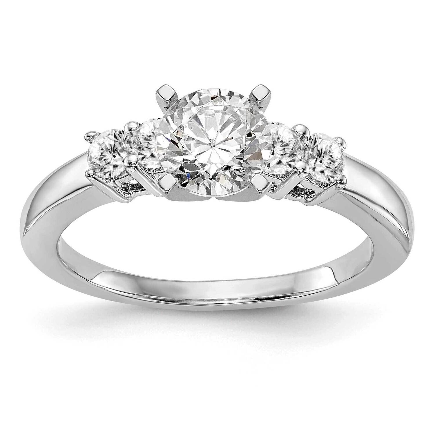 5-Stone Peg Set Center Semi-Mount Diamond Engagement Ring 14k White Gold RM3039E-P/040-WAA