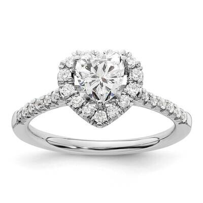 Halo Holds 3/4 Carat 6.00mm Heart Center 1/3 Carat Diamond Semi-Mount Engagement Ring 14k White Gol…
