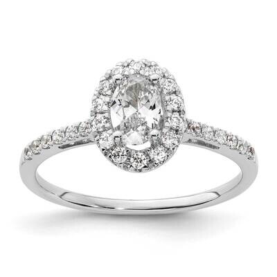 Halo Holds 1/2 Carat 6X4mm Oval Center 1/4 Carat Diamond Semi-Mount Engagement Ring 14k White Gold …