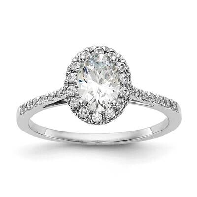 Halo Holds 1 Carat 7X5mm Oval Center 1/4 Carat Diamond Semi-Mount Engagement Ring 14k White Gold RM…