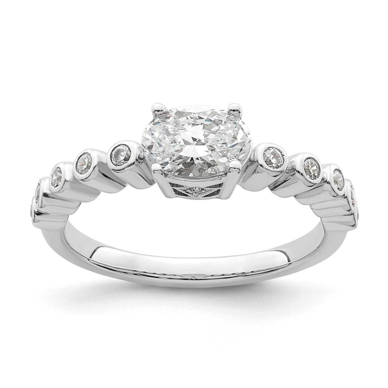East West Holds 3/4 Carat 7.1X5.4mm Oval Center 1/8 Carat Diamond Semi-Mount Engagement Ring 14k Wh…