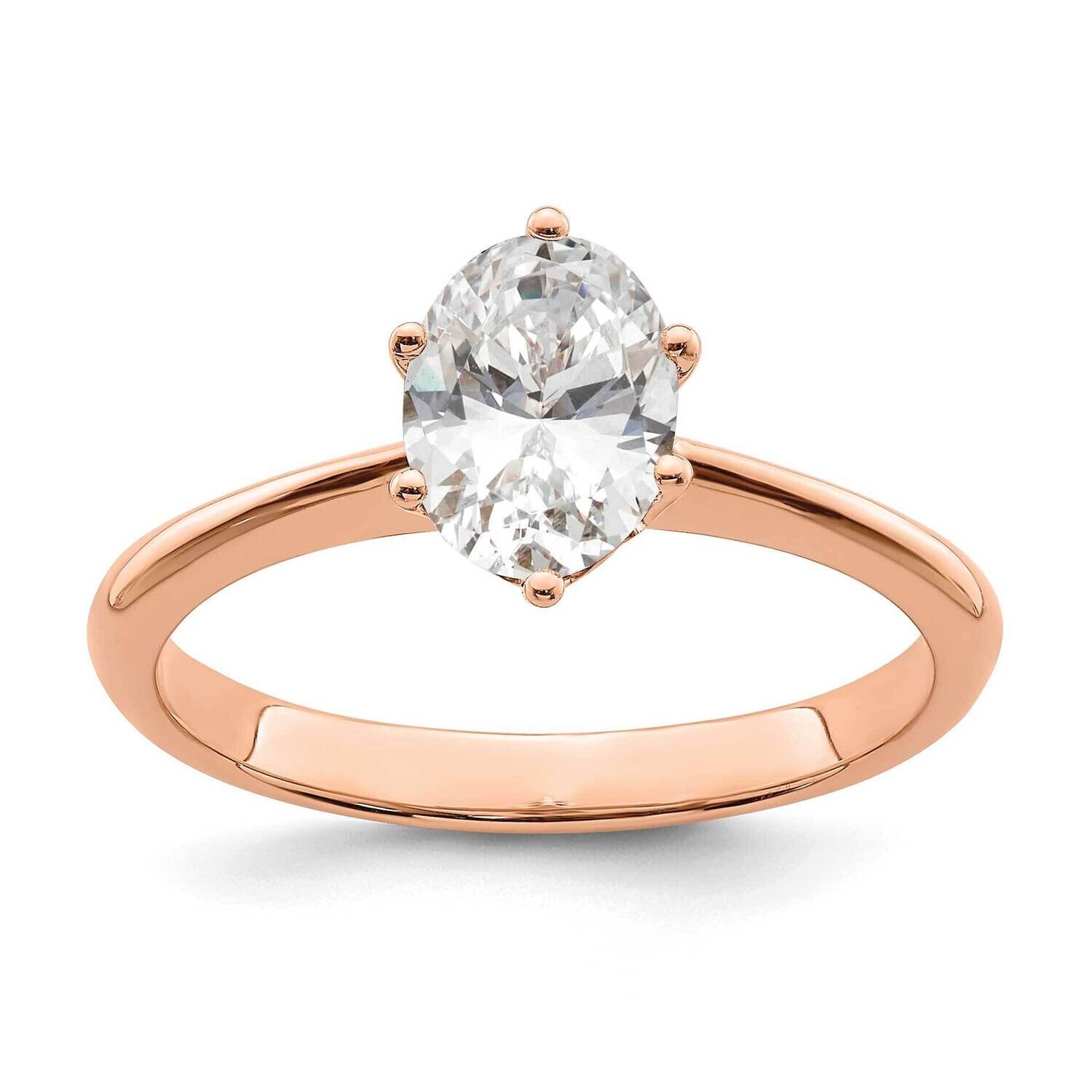 Holds 1 Carat 7X5mm Oval 6-Prong .02 Carat Diamond Leaf Design Semi-Mount Engagement Ring 14k Rose …