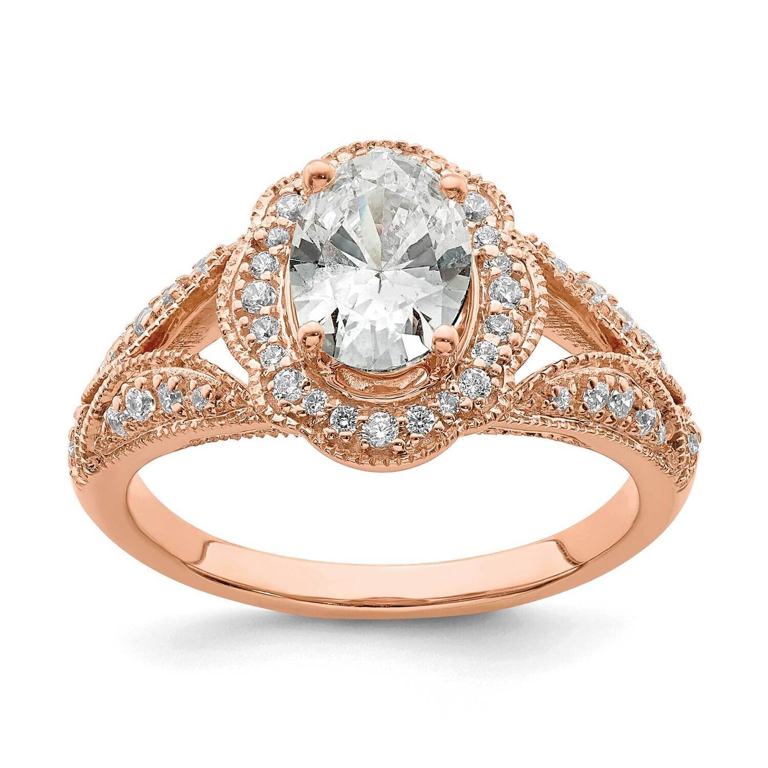 Vintage Halo Holds 1 Carat 8.0X6.1mm Oval Center 1/3 Carat Diamond Semi-Mount Engagement Ring 14k R…