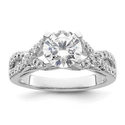 Criss-Cross Holds 1.5 Carat 7.5mm Round Center 1/2 Carat Diamond Semi-Mount Engagement Ring 14k Whi…