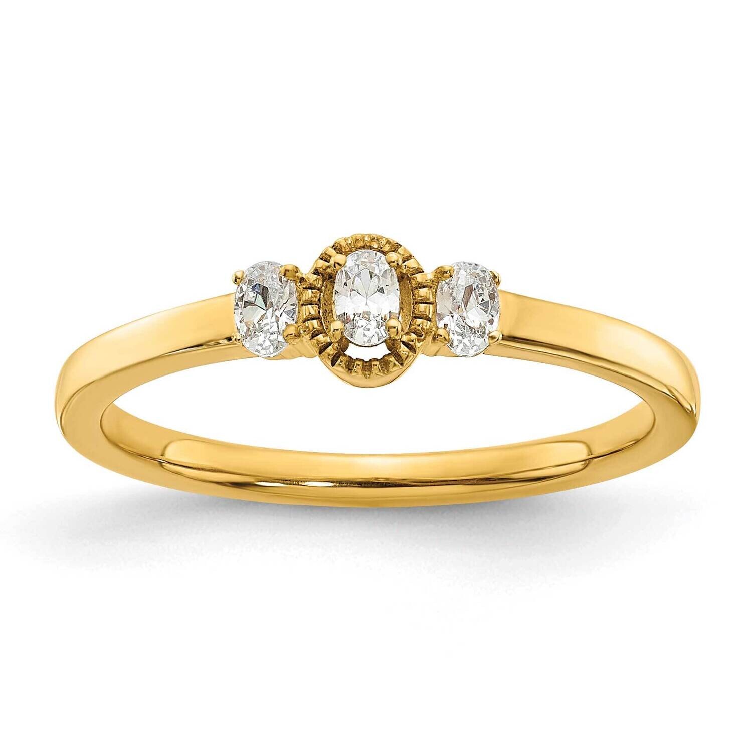 Beaded Edge Petite 3-Stone 1/8 Carat Oval Diamond Complete Promise/Engagement Ring 14k Gold RM7788E…