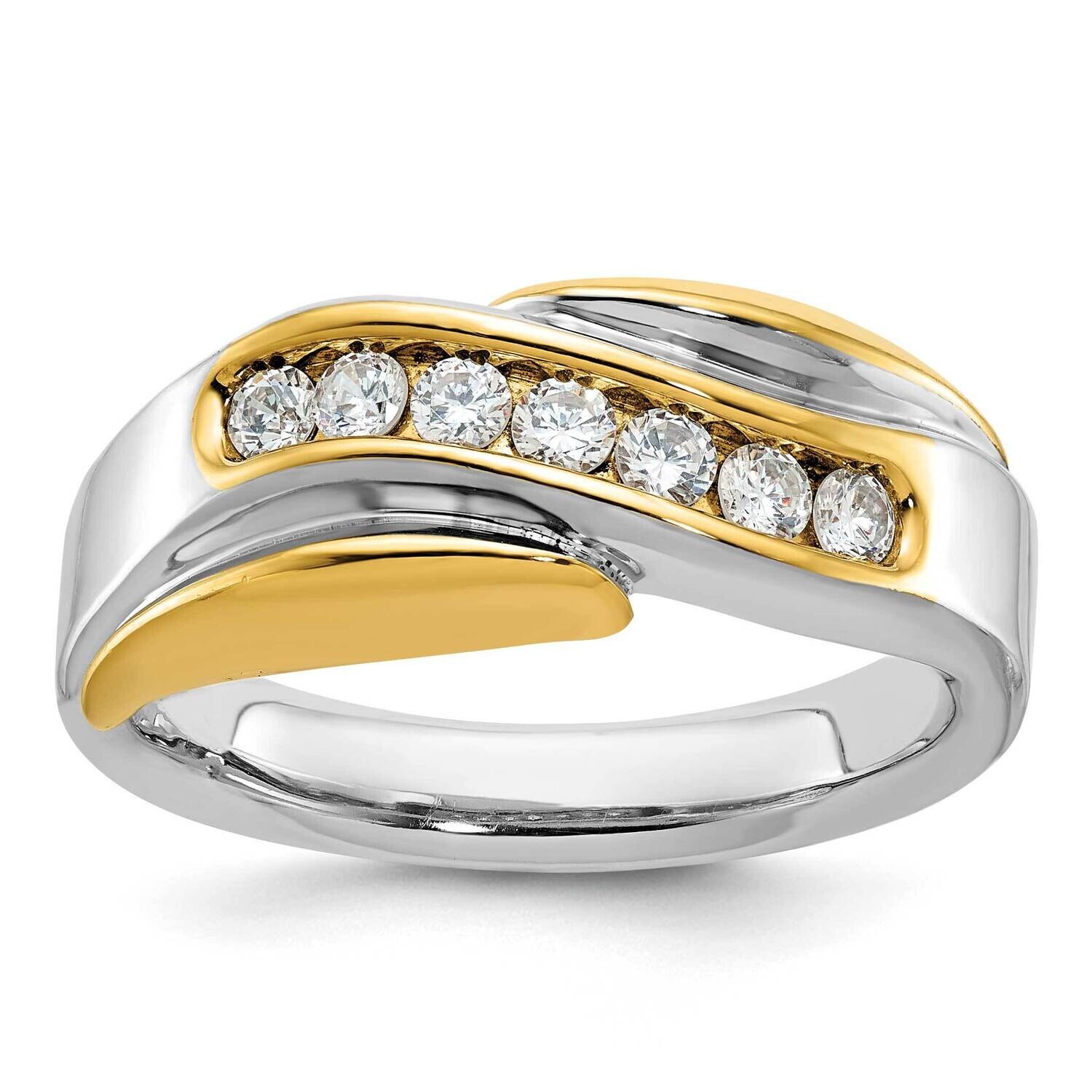 Ibgoodman Men&#39;s Polished Grooved Curved Bypass Ring Mounting 14k Two-Tone Gold B63061-4WY by IBGood…