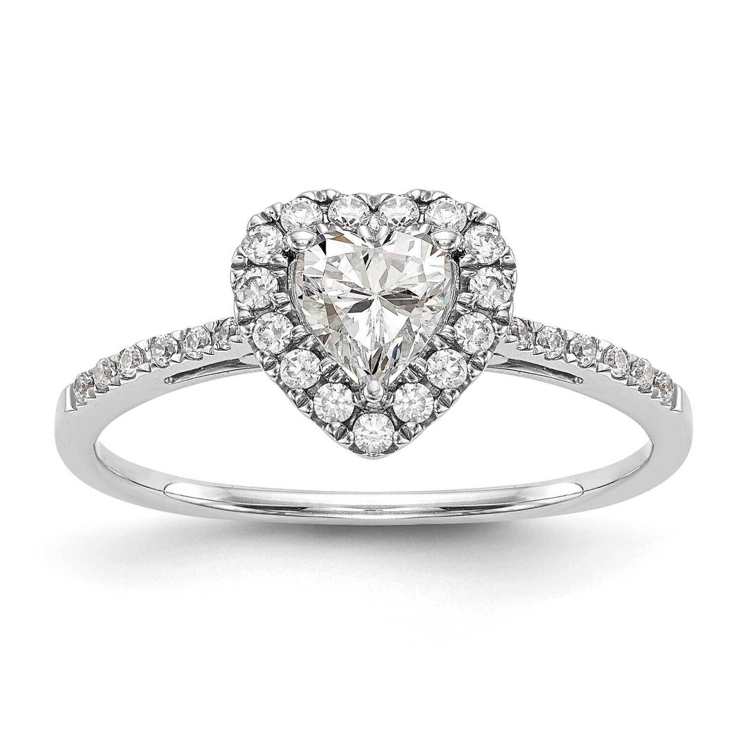 Halo Holds 1 Carat 6.5mm Heart Center 1/3 Carat Diamond Semi-Mount Engagement Ring 14k White Gold R…