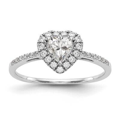 Halo Holds 1 Carat 6.5mm Heart Center 1/3 Carat Diamond Semi-Mount Engagement Ring 14k White Gold R…