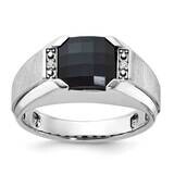 Ibgoodman Men&#39;s Polished Satin Onyx .02 Carat A Quality Diamond Ring 10k Gold B52014-0YOX/A by IBGo…