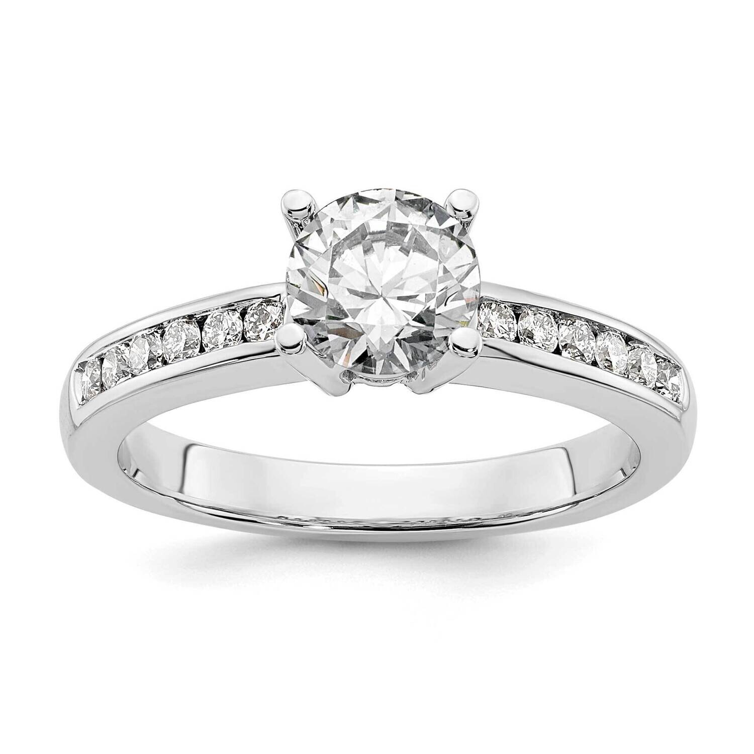 Holds 3/4 Carat 5.8mm Round Center 1/4 Carat Channel-Set Diamond Semi-Mount Engagement Ring 14k Whi…