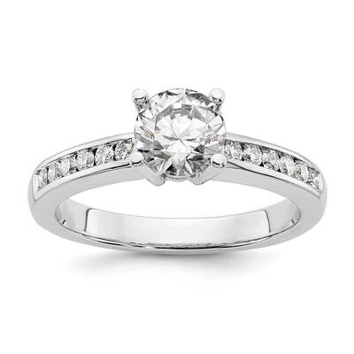 Holds 3/4 Carat 5.8mm Round Center 1/4 Carat Channel-Set Diamond Semi-Mount Engagement Ring 14k Whi…