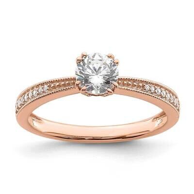 Holds 1/2 Carat 5.2mm Round Center 1/15 Carat Diamond Semi-Mount Engagement Ring 14k Rose Gold RM78…