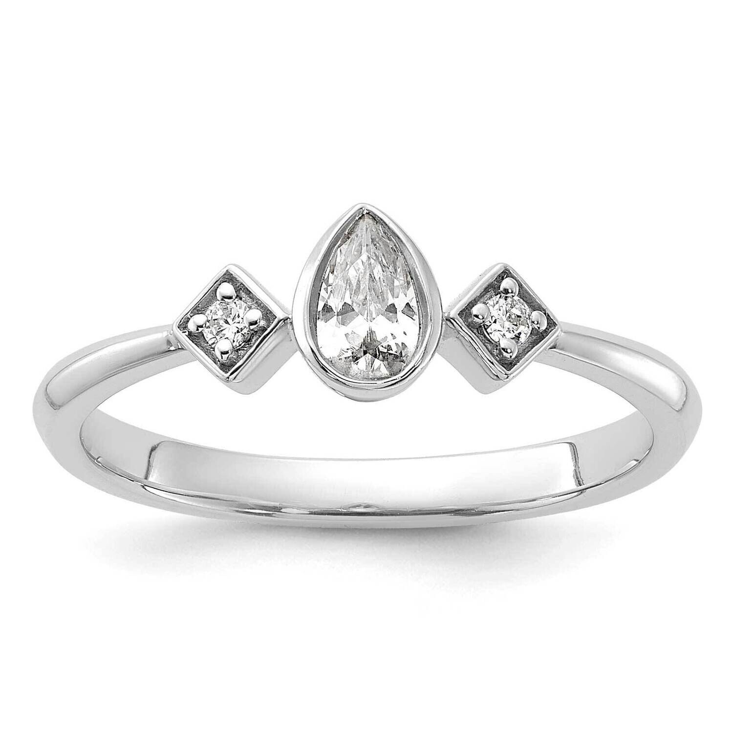 Petite 3-Stone 1/4 Carat Pear Diamond Complete Promise/Engagement Ring 14k White Gold RM7234E-024-WAA