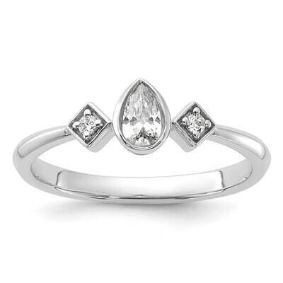 Petite 3-Stone 1/4 Carat Pear Diamond Complete Promise/Engagement Ring 14k White Gold RM7234E-024-W…