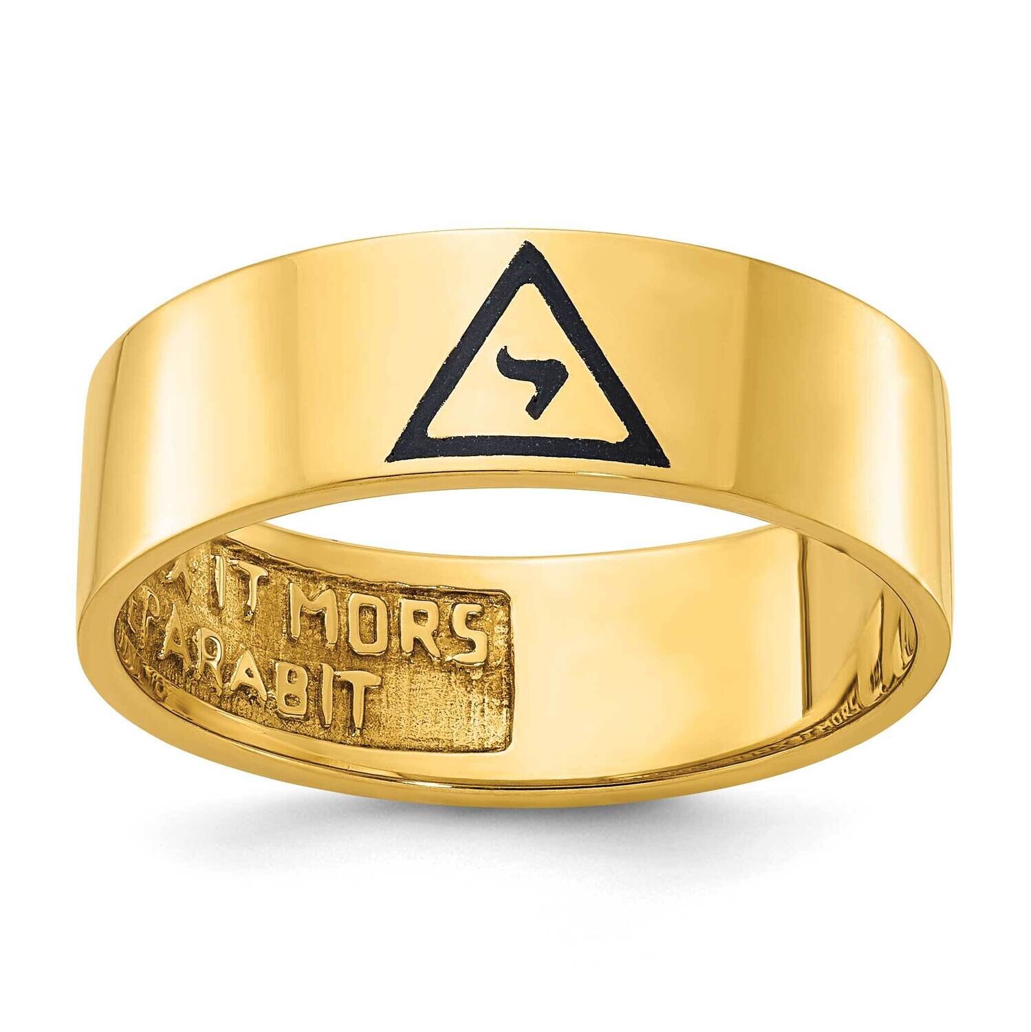 Ibgoodman Men's Polished Black Enamel 14Th Degree GrElect Masonic Ring 14k Gold B02500-4Y