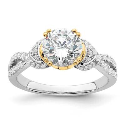 Criss-Cross Holds 1.5 Carat 7.5mm Round Center 1/3 Carat Diamond Semi-Mount Engagement Ring 14k Two…