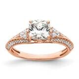 Holds 1 Carat 6.00mm Cushion Center 1/3 Carat Diamond Semi-Mount Engagement Ring 14k Rose Gold RM78…