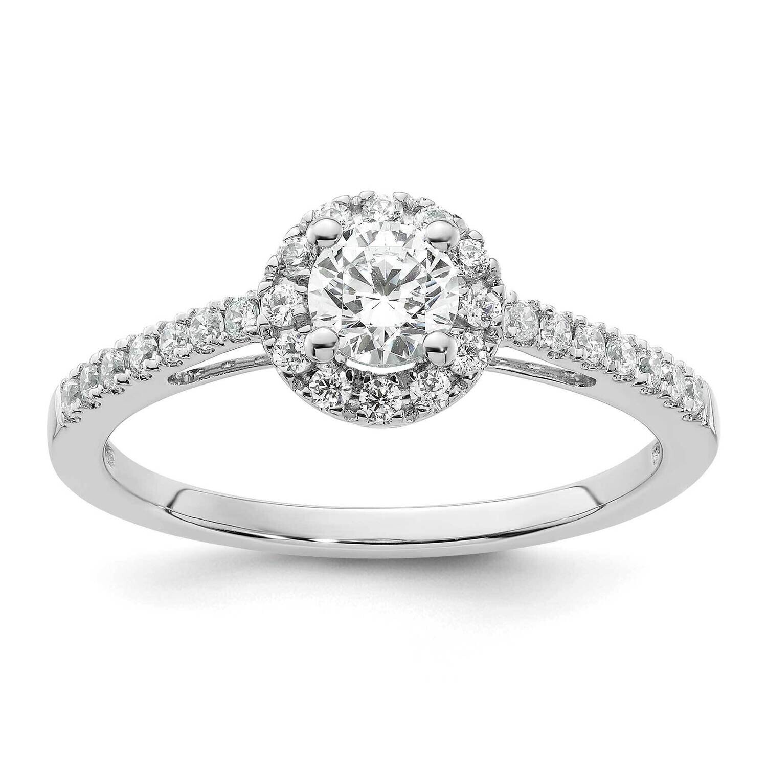 Halo Plus Holds 1/4 Carat 4.5mm Round Center 1/4 Carat Diamond Semi-Mount Engagement Ring 14k White…