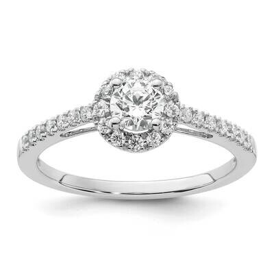 Halo Plus Holds 1/4 Carat 4.5mm Round Center 1/4 Carat Diamond Semi-Mount Engagement Ring 14k White…