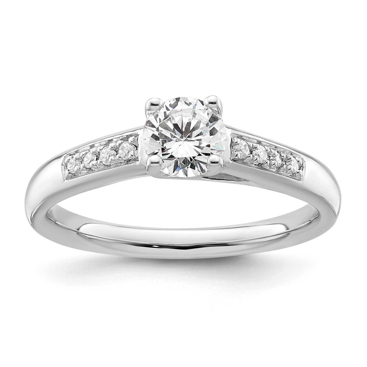 Holds 1/2 Carat 5.2mm Round Center 1/20 Carat Diamond Semi-Mount Engagement Ring 14k White Gold RM2…