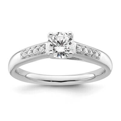 Holds 1/2 Carat 5.2mm Round Center 1/20 Carat Diamond Semi-Mount Engagement Ring 14k White Gold RM2…